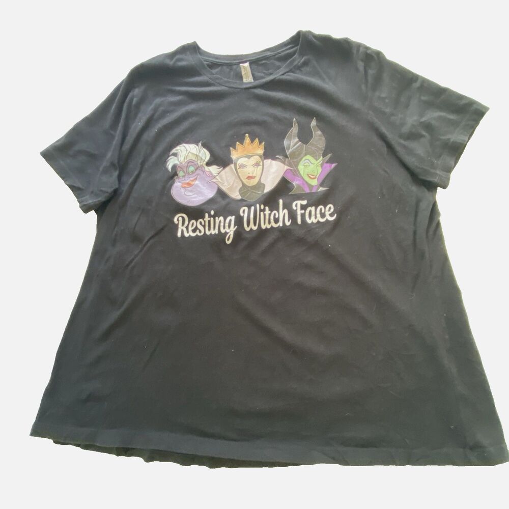 Bella Canvas Womens 2XL Black Disney Villains Resting Witch Face T Shirt